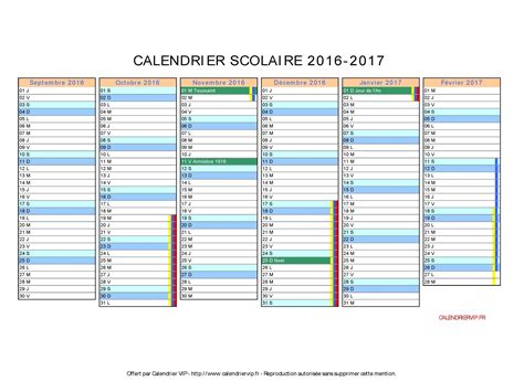 Calendrier 2017 Scolaire Young Planneur