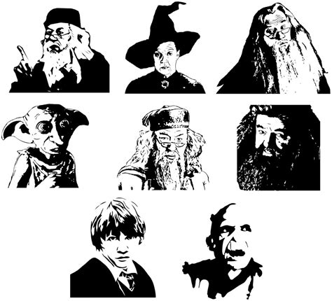 Harry Potter Characters Silhouette SVG PNG Dxf | Etsy