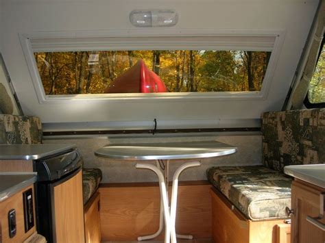 A Liner Pop Up Campers Table Folds Down Into Bed Camper Table