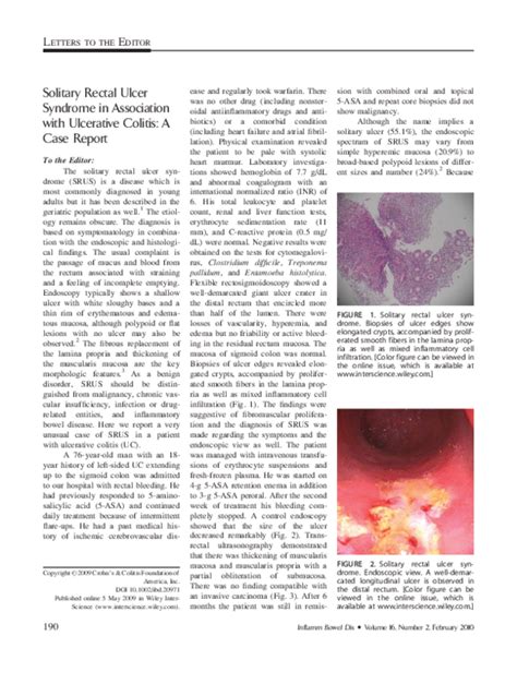 Pdf Solitary Rectal Ulcer Syndrome In Association With Ulcerative