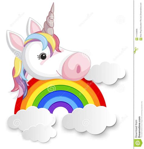Unicorn Head On The Rainbow Stock Vector Illustration Of Rainbow