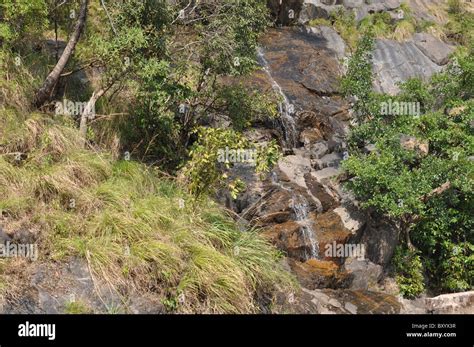 Water Flows Along A Rocky Surface Untouched By Man Hi Res Stock