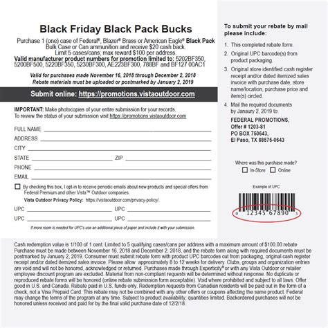 Black Friday Black PAck Bucks Rebate Form