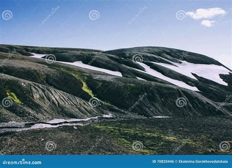 Icelandic Landscape Beautiful Mountains And Volcanic Area Stock Photo