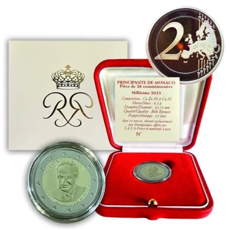 2 Euro Proof Monaco 2023 Centenario Della Nascita Del Principe Ranieri