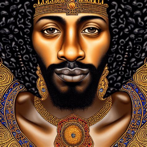 Closeup Portrait Of Black King With Curly Hair And Deep Soulful Eyes