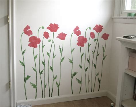 Wall Stencil Poppy Field Flower Stencils Large Floral Etsy