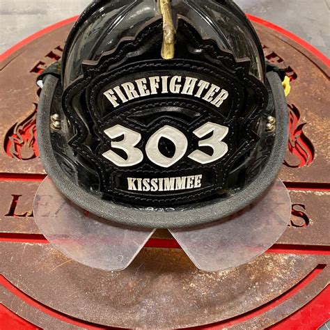 Fil Firefighter Custom Leather Fire Helmet Shield Front By Fully