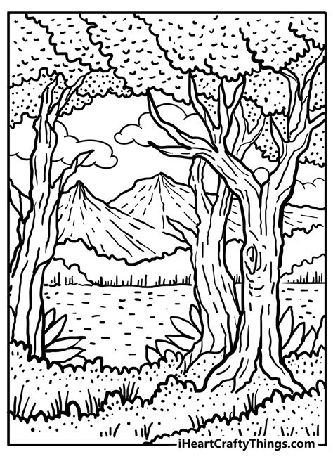 Printable Forest Coloring Page Updated 2023 Coloring Nation