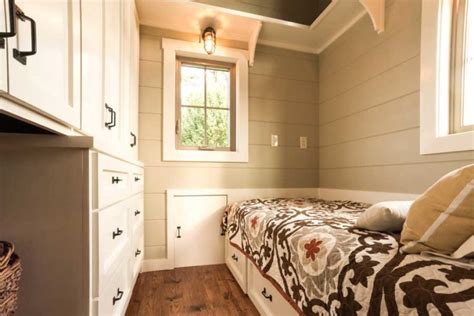 The Boxcar Tiny House With A Downstairs Bedroom And Lots Of Storage