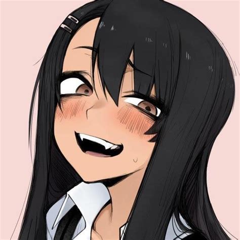 Nagatoro Smug Face Smile Fangs Dark Long Hair Anime Eyes Anime Girl Drawings Anime Girl With