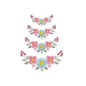 Machine Embroidery Design Modern Boho Flowers Border Curved Border