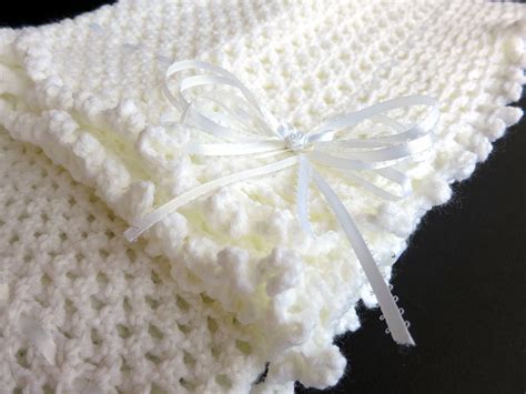 White Handmade Crochet Afghan Baby Blanket By Babyblanketsbytati