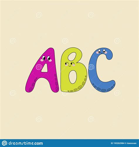 Kawaii Letters Cute Cartoon Alphabet Back To School Vector Stock
