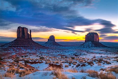 Winter Morning With Snow On The Monuments The Mittens Monument