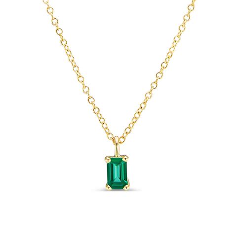 14k Solid Gold Emerald Necklace Genuine Emerald Necklace Etsy