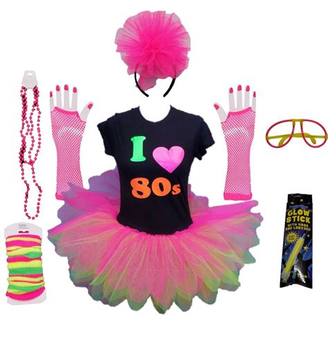 I Love 80s Fancy Dress Ultimate Set Neon Tutu Party