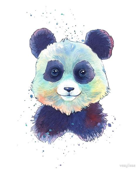 Sweet Panda Watercolor Illustration By Vasylissa Watercolor