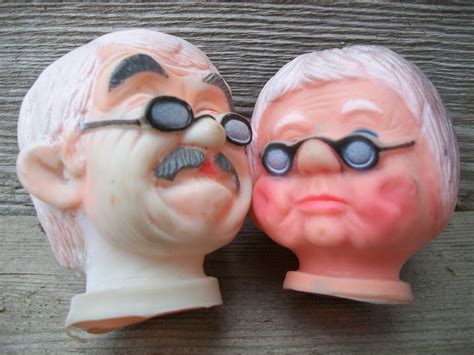 Vintage Plastic Vinyl Grumpy Grandpa And Grandma Doll Head Etsy