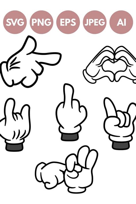 Mickey Mouse Hands Svg Gloved Hands Vector Illustration Etsy Kaohsiung Gloves Drawing Mickey