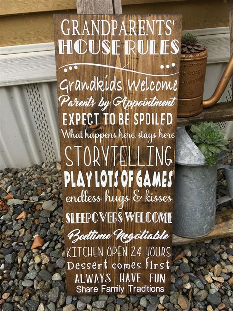 Grandparents House Rules Sign Wood Sign Sign Farmhouse Cottage