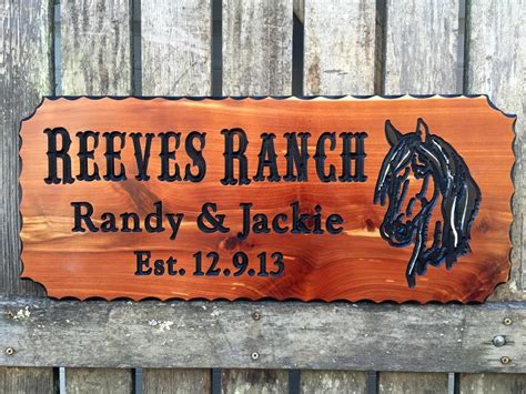 Personalized Rustic Wood Sign Outdoor Wooden Farm Sign With Horse