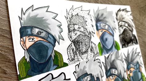 Drawing Kakashi In Different Styles Naruto Youtube