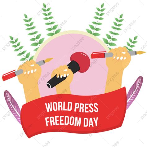 ثلاثة أيدي يحملون ميكروفون وقلم لليوم العالمي لحرية الصحافة ريس حرية