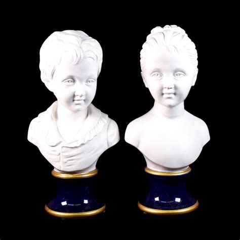 Lot Pair Vintage Kpm Bisque Porcelain Busts