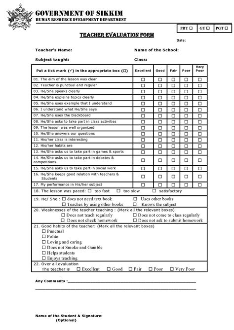 Free Printable Evaluation Forms Printable Forms Free Online