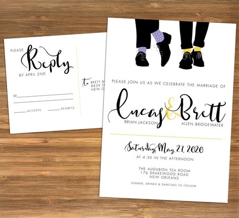 Gay Wedding Invitation Personalized Printable Same Sex Mr Etsy