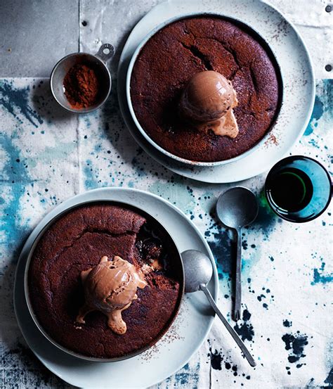 Stout And Chocolate Puddings With Chocolate Malt Ice Cream Gourmet