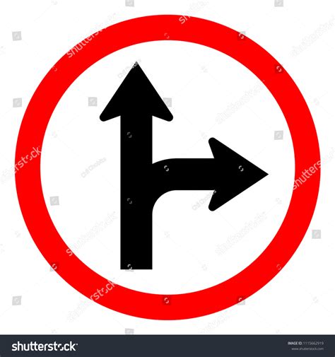 Go Straight Turn Right Traffic Sign Stock Illustration 1115662919