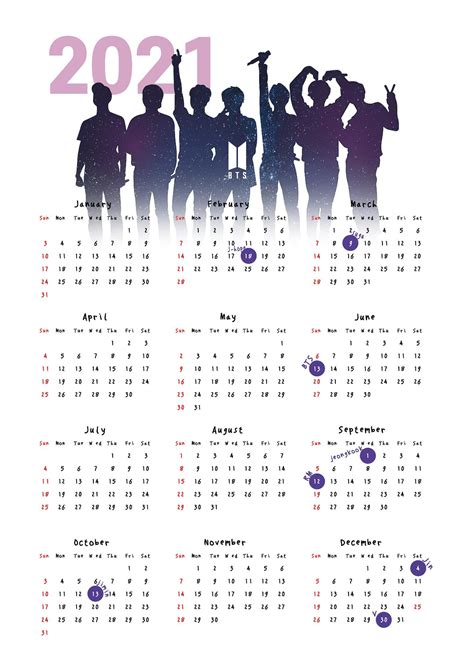 2021 Bts Calendar Poster 1 Year Bangtan Sonyeondan Wallpaper Bts