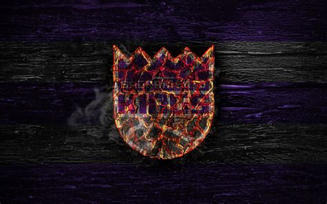 Download Wallpapers Sacramento Kings Fire Logo Nba Violet And Gray