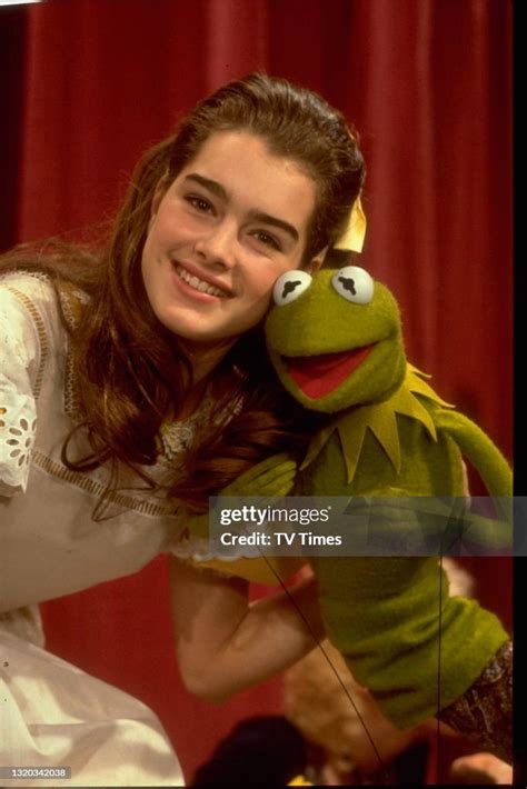 Actress Brooke Shields With Puppet Character Kermit The Frog On The