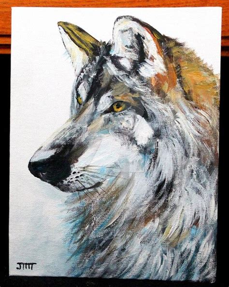 Timber Wolf Original Acrylic Painting On 7 X 9 By Thisarttobeyours