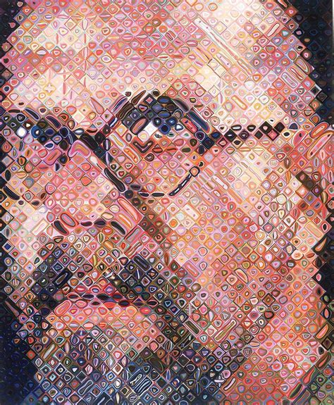 The two towers the lord of the rings: Self Portrait by Chuck Close. Image description: an ...