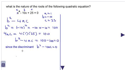 using the discriminant to show that a quadratic equation has equal roots youtube