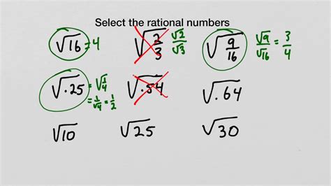 Identify Rational Numbers Under Square Roots Youtube