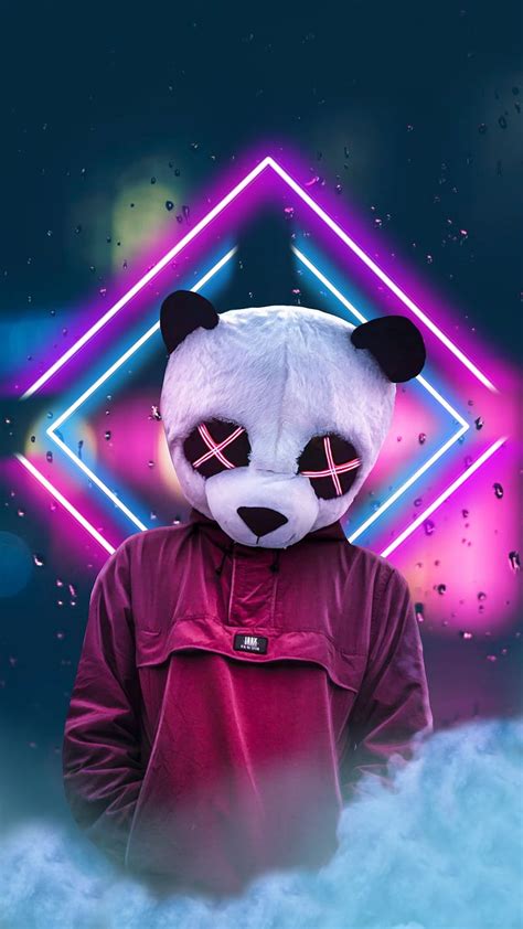 Panda Mask Panda Ozedits Panda Animal Life Man Mask Neon Hop