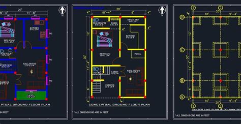 House Space Planning 20x30 Floor Layout Plan Autocad