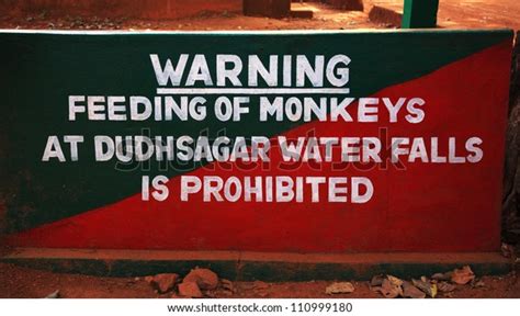 Do Not Feed Monkeys Sign Dudhsagar Stock Photo 110999180 Shutterstock