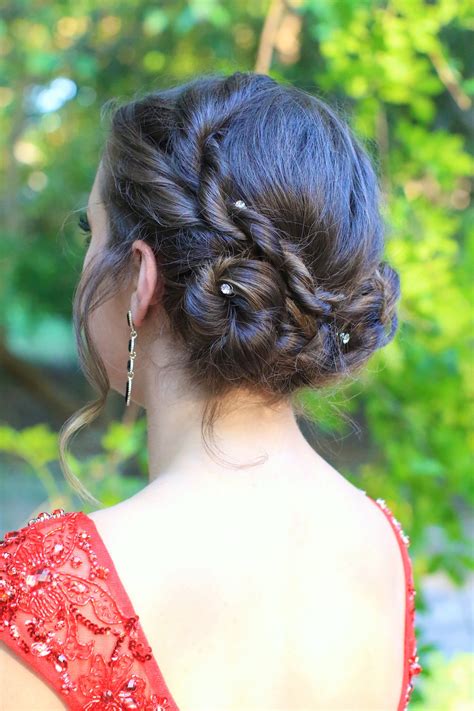 An elongated bob like this one can be easily thrown up in an updo whenever your cutie needs a more formal hairstyle. Rope Twist Updo | Homecoming Hairstyles - Cute Girls ...
