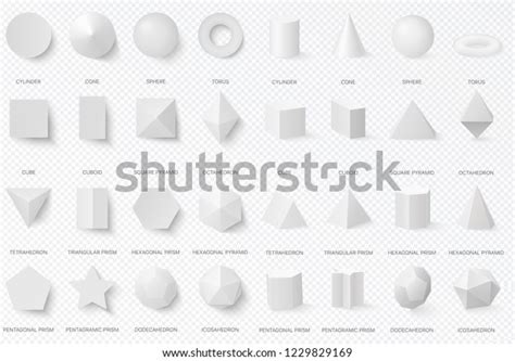 Realistic White Basic 3d Shapes Top Stock Vector Royalty Free 1229829169