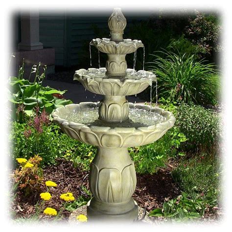 Classic 3 Tier Bird Bath Style Outdoor Fountain In Garden Stone Finish