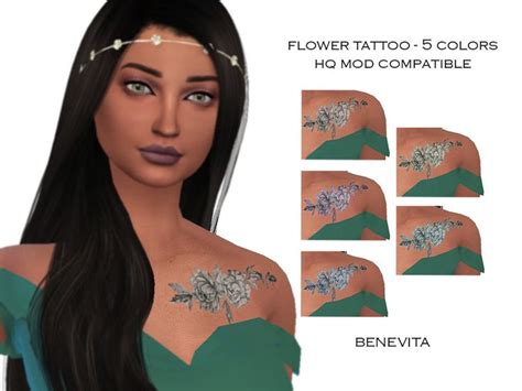 The Sims Resource Flower Tattoo No2 Hq Flower Tattoo Sims 4