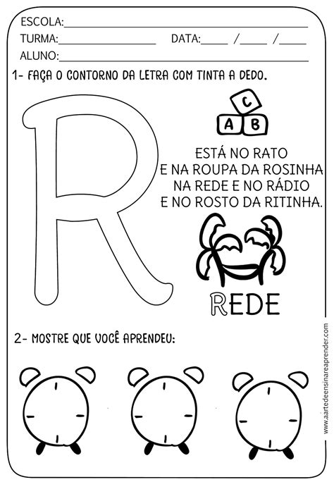 Atividade Letra R Cursiva Educação Infantil