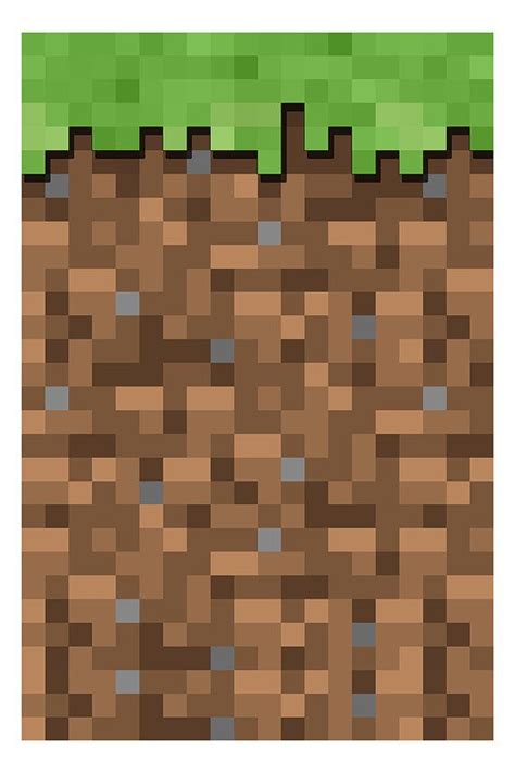 Minecraft Grass Block Original 2d Poster 8 Bits By Geekyprints