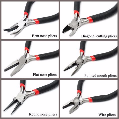 45 Inch 6 Types Mini Pliers Jewelry Round Long Nose Making Beading Wi